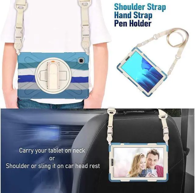 Alt view image 2 of 7 - BONAEVER Case for Samsung Galaxy Tab A8 10.5 inch 2022 Case Shockproof Protective Cover with 360 Degree Rotatable Stand + Pencil Holder + Adjustable Hand Strap Shoulder Belt