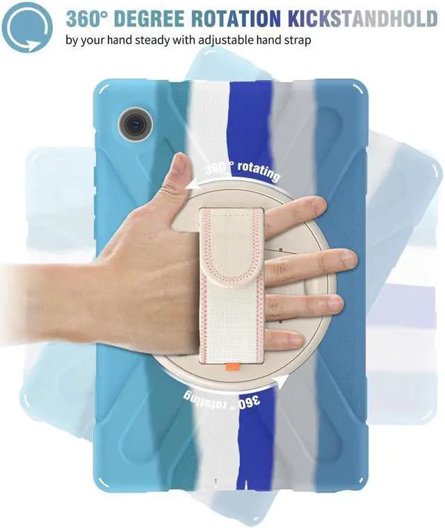 Alt view image 5 of 7 - BONAEVER Case for Samsung Galaxy Tab A8 10.5 inch 2022 Case Shockproof Protective Cover with 360 Degree Rotatable Stand + Pencil Holder + Adjustable Hand Strap Shoulder Belt