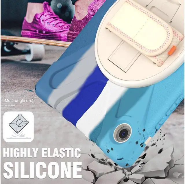 Alt view image 4 of 7 - BONAEVER Case for Samsung Galaxy Tab A8 10.5 inch 2022 Case Shockproof Protective Cover with 360 Degree Rotatable Stand + Pencil Holder + Adjustable Hand Strap Shoulder Belt