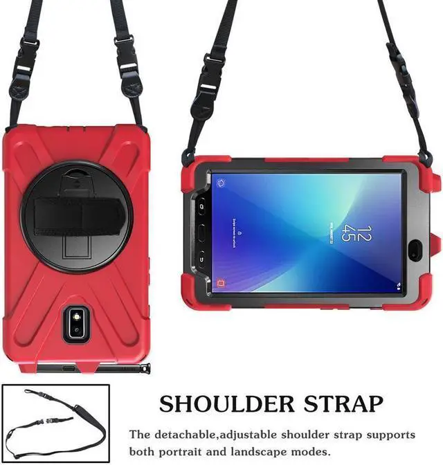 Alt view image 3 of 7 - BONAEVER Case for Samsung Galaxy Tab Active 2 8.0 inch 2017 SM-T390 T395 T397 Protective Cover with Pen Holder with Stand and & Shoulder Strap