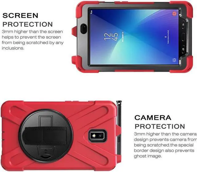 Alt view image 7 of 7 - BONAEVER Case for Samsung Galaxy Tab Active 2 8.0 inch 2017 SM-T390 T395 T397 Protective Cover with Pen Holder with Stand and & Shoulder Strap