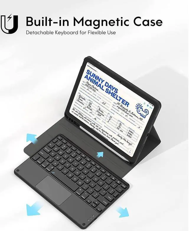 Alt view image 3 of 7 - BONAEVER Touchpad Keyboard Case For iPad (A16) 11th Generation 11 Inch 2025, iPad 10th Generation 10.9 inch 2022 with Backlit Trackpad Stand Cover with Wireless Keyboard Pencil Holder