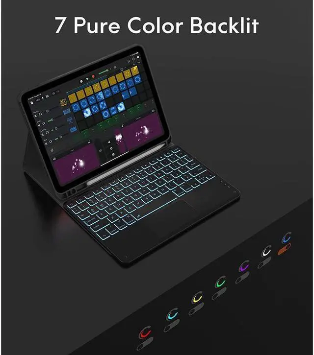 Alt view image 4 of 7 - BONAEVER Touchpad Keyboard Case For iPad (A16) 11th Generation 11 Inch 2025, iPad 10th Generation 10.9 inch 2022 with Backlit Trackpad Stand Cover with Wireless Keyboard Pencil Holder