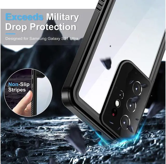 Alt view image 2 of 7 - BONAEVER For Samsung Galaxy S21 Ultra Waterproof Case Temdan Built-in Screen Protector Full Protection Shockproof Anti-Scratched Rugged Cases for Samsung Galaxy S21 Ultra 6.8" 2021