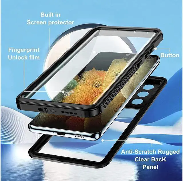 Alt view image 6 of 7 - BONAEVER For Samsung Galaxy S21 Ultra Waterproof Case Temdan Built-in Screen Protector Full Protection Shockproof Anti-Scratched Rugged Cases for Samsung Galaxy S21 Ultra 6.8" 2021
