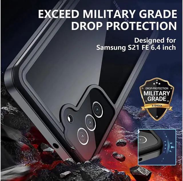 Alt view image 3 of 7 - BONAEVER For Samsung Galaxy S21 FE Case Waterproof 360° Protection with Built in Screen Protector Shockproof IP68 Underwater Protective Phone Case for Samsung S21 FE 5G 6.4 inch 2022