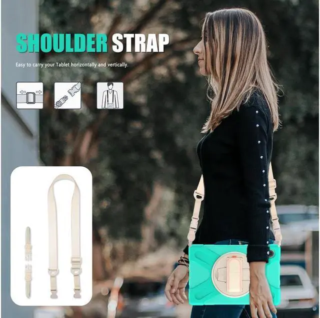 Alt view image 2 of 7 - BONAEVER Case for Samsung Galaxy Tab A8 10.5 inch 2022 Case Shockproof Protective Cover with 360 Degree Rotatable Stand + Pencil Holder + Adjustable Hand Strap Shoulder Belt