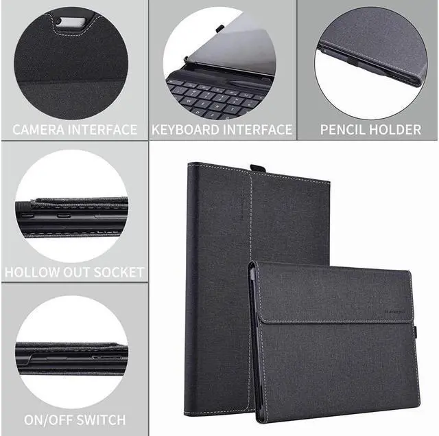 Alt view image 5 of 7 - BONAEVER For Microsoft Surface Pro 8 Case - Premium PU Leather Stand Cover with Multiple Angle Viewing / Pen Holder for Surface Pro 8 13 inch 2021