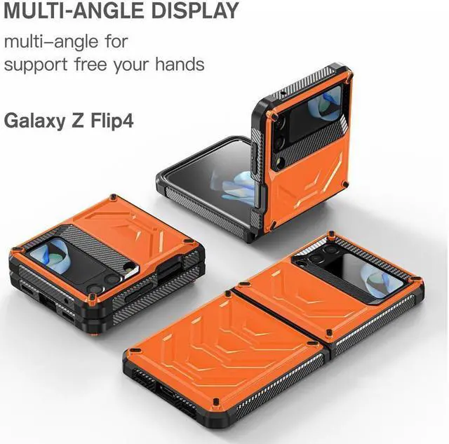 Alt view image 4 of 7 - BONAEVER For Samsung Galaxy Z Flip 4 5G 2022 Case with Slide Camera Cover Military Grade Protective Armor Phone Case Shockproof Cover