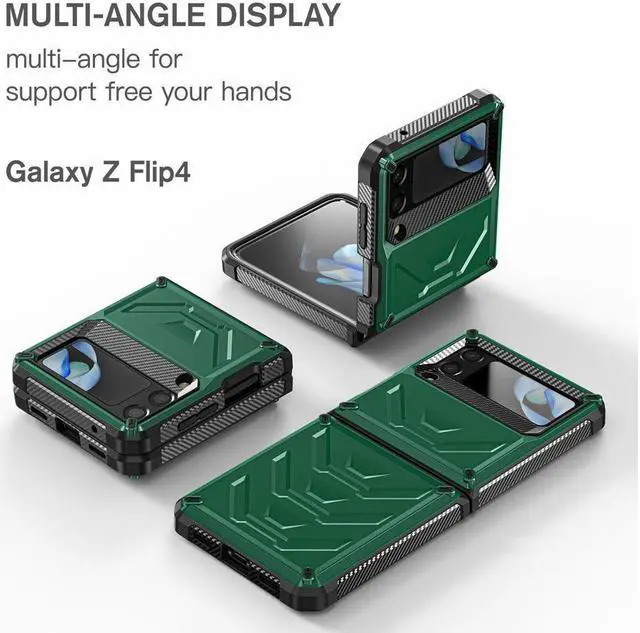 Alt view image 4 of 7 - BONAEVER For Samsung Galaxy Z Flip 4 5G 2022 Case with Slide Camera Cover Military Grade Protective Armor Phone Case Shockproof Cover