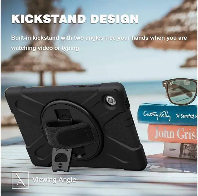 Alt view image 2 of 6 - BONAEVER Case for Lenovo Tab M10 HD 2nd Generation 2020 10.1 Inch TB-X306F / TB-X306X Shoockproof Cover with Hand Strap Stand and Shoulder Belt