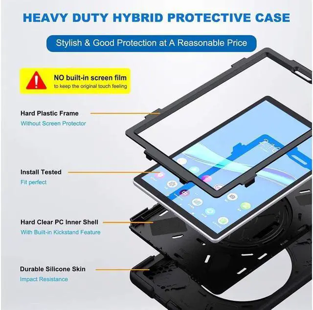 Alt view image 5 of 6 - BONAEVER Case for Lenovo Tab M10 HD 2nd Generation 2020 10.1 Inch TB-X306F / TB-X306X Shoockproof Cover with Hand Strap Stand and Shoulder Belt