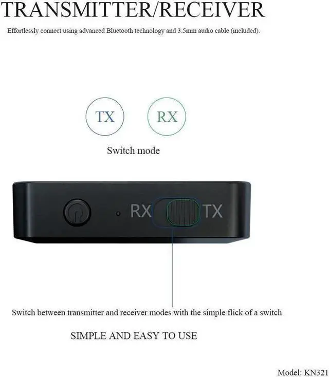 Alt view image 7 of 7 - 2 IN 1 Bluetooth 5.0 Transmitter Receiver Wireless Audio Aux 3.5mm Adapter For TV Computer Speaker Car Stereo 3.5mm AUX Jack RCA Adapter