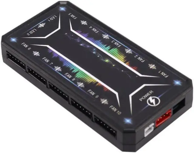 Alt view image 4 of 4 - Computer PC Case Fan Control Board RGB Fan Remote Control Switch Colors Control Panel Can Insert 10 RGB Fans(1 Controller)