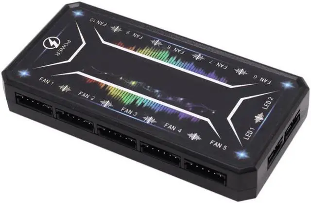 Alt view image 3 of 4 - Computer PC Case Fan Control Board RGB Fan Remote Control Switch Colors Control Panel Can Insert 10 RGB Fans(1 Controller)
