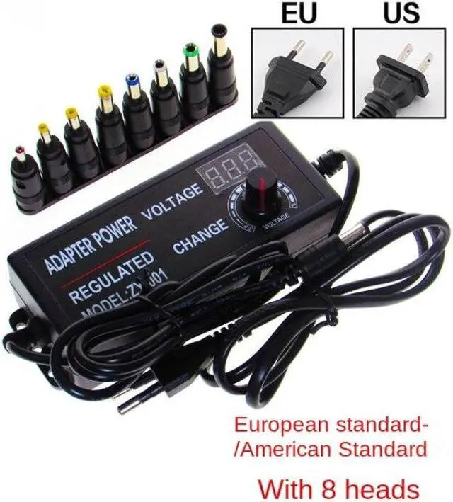 Main image of Adjustable Power Adapter AC  TO DC 3V  24V 3A  Power Supply 8 Plug Female Connect EU US(EU)