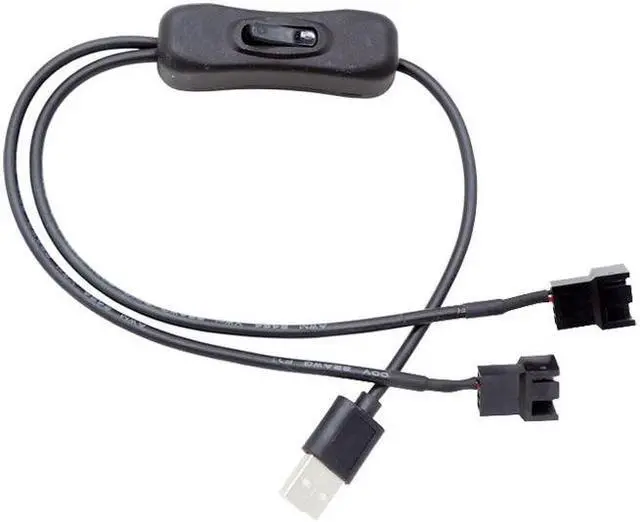 Main image of 1 To  2 USB To  4-Pin PWM 5V USB Sleeved Fan Power Adapter Connector Cable with ON Off Switch