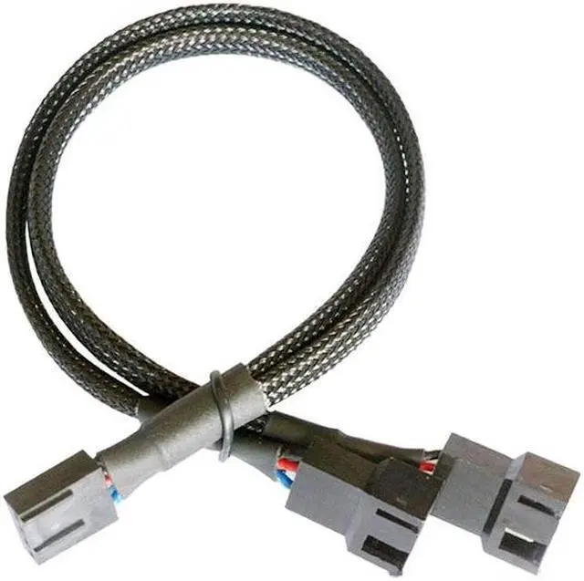 Main image of PWM 4pin Fan Sleeved Extension Splitter Hub Cable Motherboard CPU 1 To 2 Way Cooler 4pin Case Fan Power Spliter(5pcs)
(27cm)