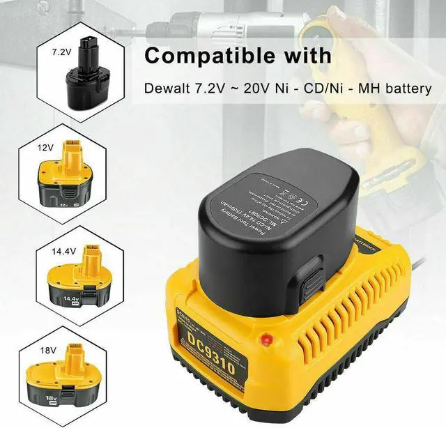 Alt view image 5 of 5 - 12V-18V Charger for DeWalt DC9096 DC020 DCD950B DW056 DW059