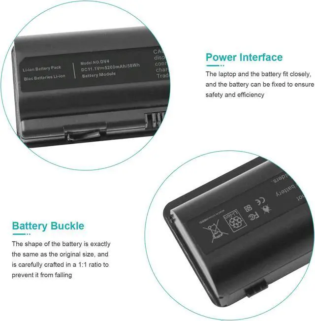 Alt view image 4 of 5 - 11.1V Battery for HP Pavilion dv6-1050us dv4-2165dx dv4t-1600 dv4-2170us dv4-2000 dv4-2170us dv4-2000