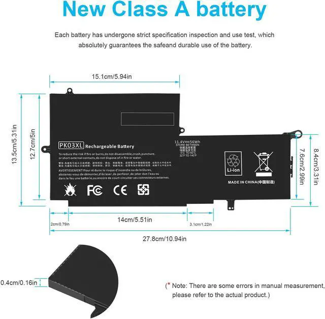 Alt view image 5 of 5 - 11.4V Battery for HP Spectre x360 13-4021ca x360 13-4050ca x360 13-4010ca x360-13-4116TU