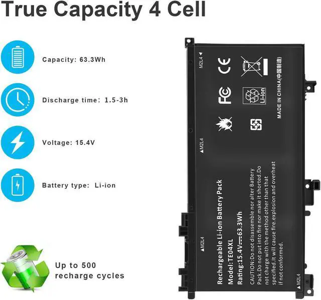 Alt view image 4 of 5 - 15.4V Battery for HP Omen 15-ax20015-ax250wm 15-ax210nr 15-ax243dx