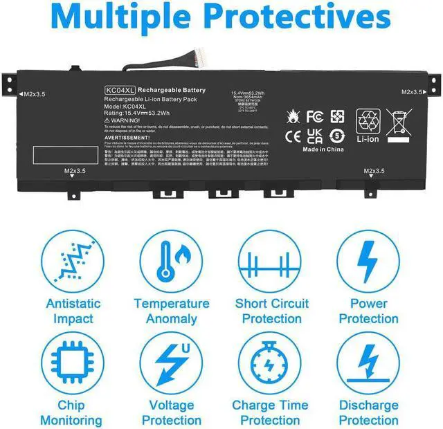 Alt view image 3 of 5 - 15.4V Battery for HP Envy 13-ah0004la 13-ah0052la 13-ah0053la 13-ah0054la 13-AH0003TX 13-AH0006UR
