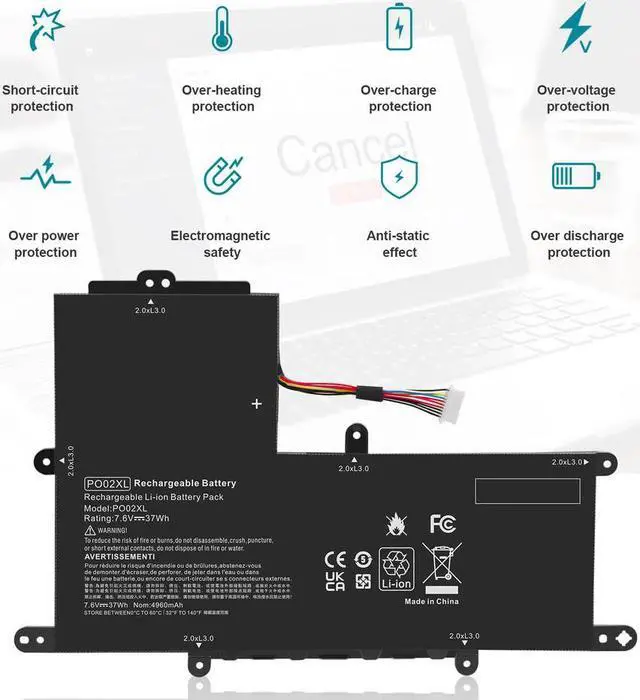 Alt view image 4 of 5 - 7.6V Battery for HP Stream 11-R 11-R010NR 11-R014WM 11-R015WN 11-R015WM 11-Y 11-Y020WM 11-Y010WM