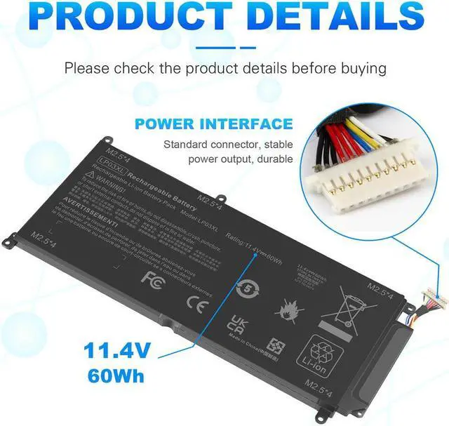 Alt view image 3 of 5 - 11.4V Battery for HP Envy 15-AE016TX 15-AE017TX 15-AE018TX 15-AE019TX 15-AE020TX