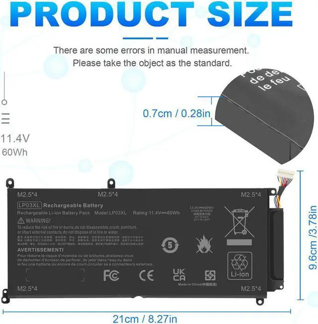 Alt view image 4 of 5 - 11.4V Battery for HP Envy 15-AE016TX 15-AE017TX 15-AE018TX 15-AE019TX 15-AE020TX
