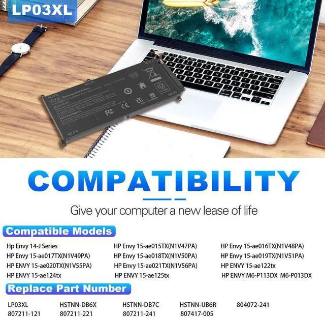 Alt view image 5 of 5 - 11.4V Battery for HP Envy 15-AE016TX 15-AE017TX 15-AE018TX 15-AE019TX 15-AE020TX