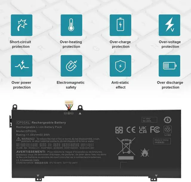 Alt view image 3 of 5 - 11.55V Battery for HP Spectre x360 13-ae015dx 13-ae0xx 13-ae006no 13t-ae012dx 13-ae049ng