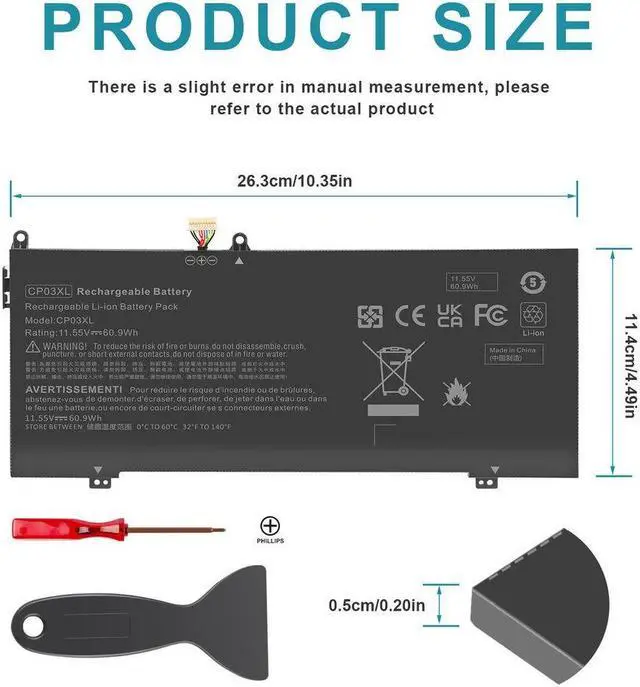 Alt view image 4 of 5 - 11.55V Battery for HP Spectre x360 13-ae015dx 13-ae0xx 13-ae006no 13t-ae012dx 13-ae049ng