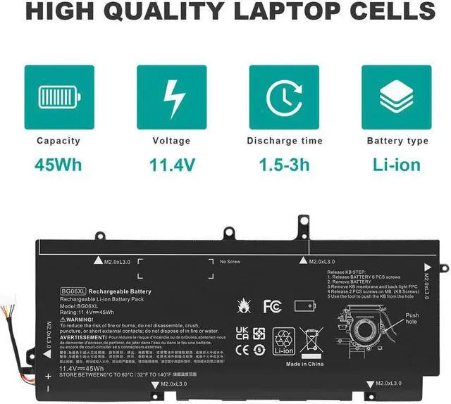 Alt view image 2 of 5 - 11.4V Battery for HP BG06XL BG06045XL HSTNN-IB6Z EliteBook 1040 G3