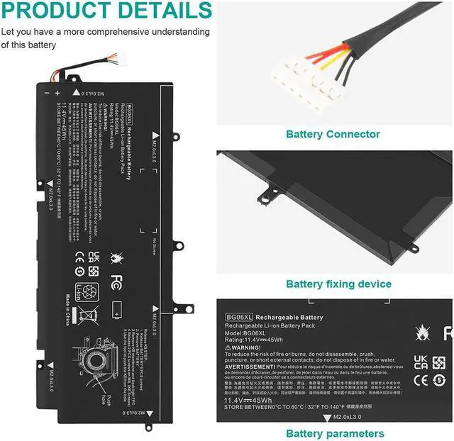 Alt view image 5 of 5 - 11.4V Battery for HP BG06XL BG06045XL HSTNN-IB6Z EliteBook 1040 G3