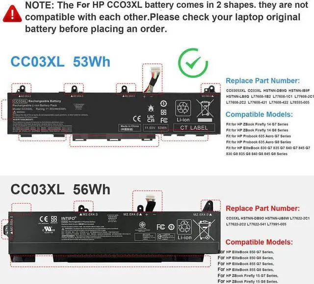 Alt view image 2 of 5 - 11.55V Battery for HP ZBook Firefly 14 G7 G8 Probook 635 Aero G7 G8