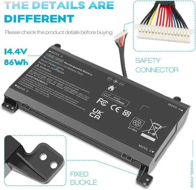 Alt view image 4 of 5 - 16-Pin 14.4V Battery for HP 922752-421 922753-421 922976-855 922977-855