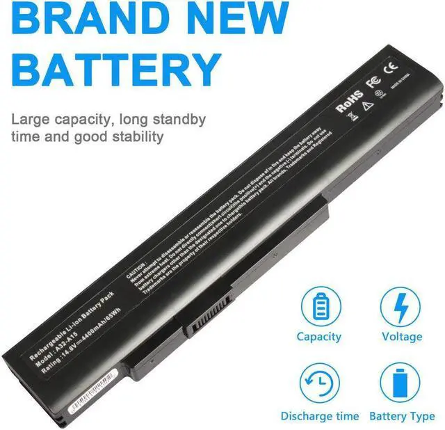 Alt view image 2 of 5 - 14.8V Battery for MSI A6400 CR640 CR640DX CR640MX CR640X CX640 CX640DX