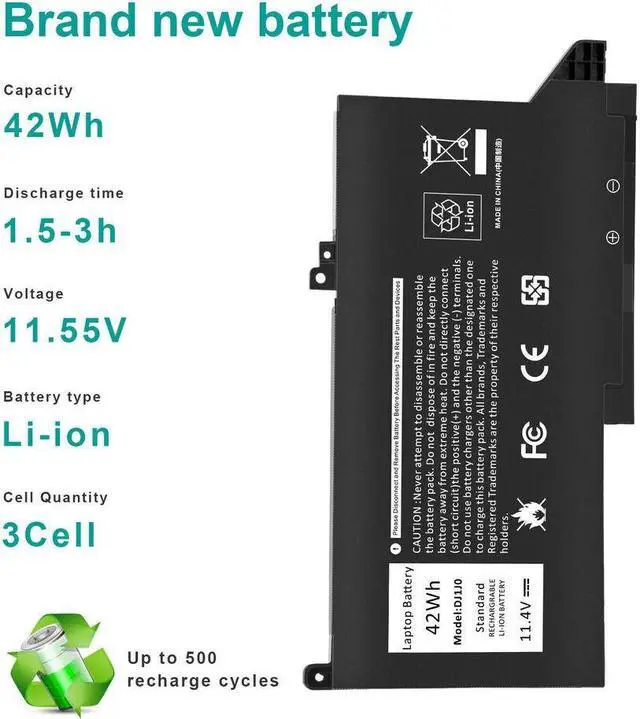Alt view image 3 of 5 - 42Wh DJ1J0 Battery for Dell Latitude 12 7000 7280 7290 E7280 E7290 Latitude 13 7000 7380 7390 E7380 E7390