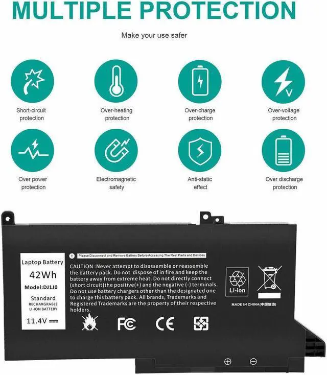 Alt view image 5 of 5 - 42Wh DJ1J0 Battery for Dell Latitude 12 7000 7280 7290 E7280 E7290 Latitude 13 7000 7380 7390 E7380 E7390