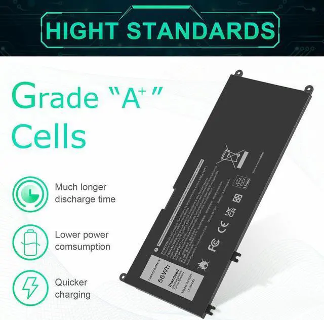 Alt view image 4 of 5 - 56Wh 33YDH Battery for Dell Latitude 13 3000 3380 3480 3400 3500 14 3490 15 3590 3580