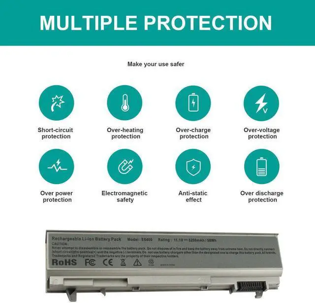 Alt view image 3 of 5 - 11.1V Battery for Dell Latitude E6400 E6410 E6500 E6510