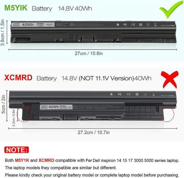 Alt view image 2 of 5 - 14.8V M5Y1K Battery for Dell Inspiron 3558 3559 3565 3567 5451 5452 5455 5458