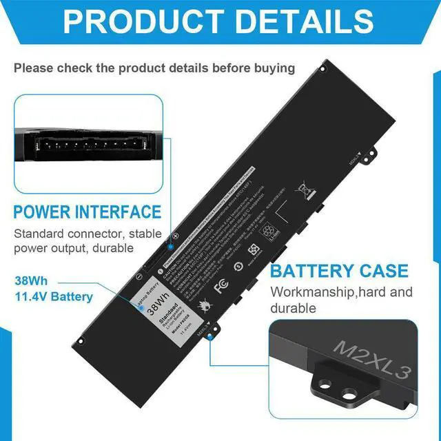 Alt view image 5 of 5 - 38Wh F62G0 Battery for Dell Inspiron 13 -5370-D2605S 13-5370-D2625P 13-5370-D2625S 13-5370-D2725S
