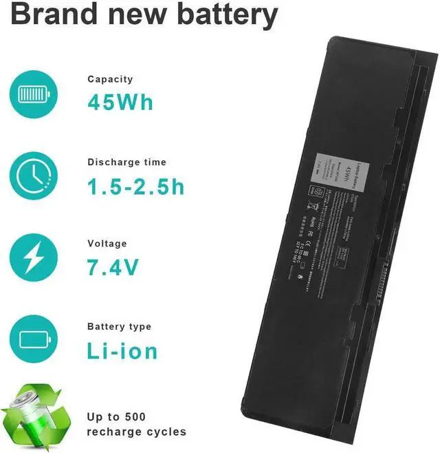 Alt view image 2 of 5 - 45Wh 7.4V WD52H Battery for Dell Latitude E7240 E7250