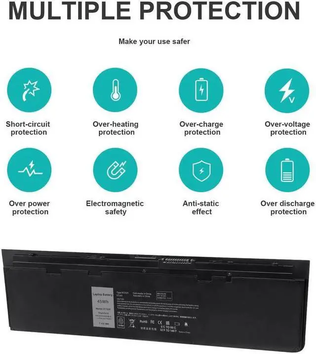 Alt view image 3 of 5 - 45Wh 7.4V WD52H Battery for Dell Latitude E7240 E7250