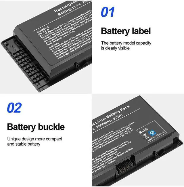 Alt view image 3 of 5 - 87Wh FV993 Battery for Dell Precision M4600 M4700 M4800 M6600 M6700 M6800