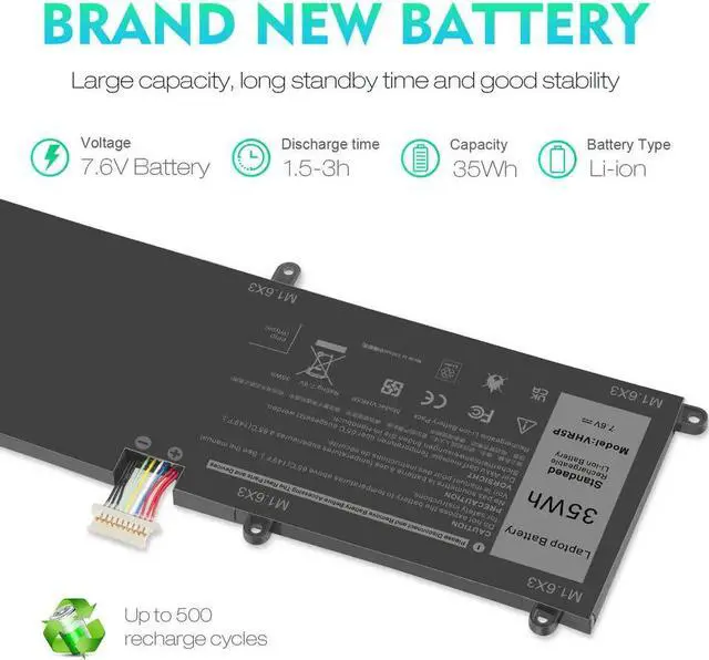 Alt view image 2 of 5 - 35Wh Battery for Dell VHR5P RHF3V 0RHF3V XRHWG 0XRHWG PRR5V 0PRR5V ZYVP1 0ZYVP1