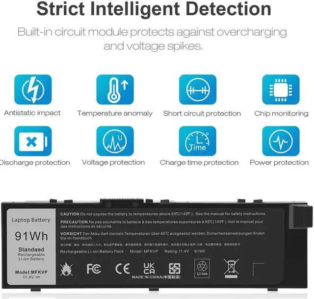 Alt view image 4 of 5 - 91Wh MFKVP Battery for Dell Precision 7510 7520 7710 7720 M7510 M7710