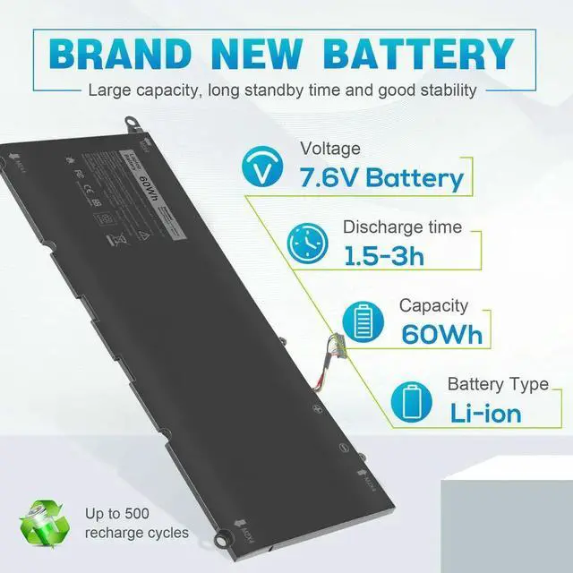 Alt view image 3 of 5 - 60Wh PW23Y Battery for Dell XPS 13-9360-D1505 13-9360-D1505G 13-9360-D1805T 13-9360-D1805TG